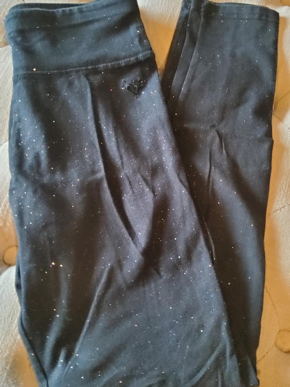 Justice Black Girls' Leggings with Pink Logo Tag